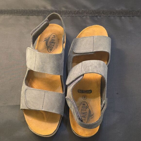 PLAKTON LEATHER VELCRO WOMENS ESPADIDRILLES WEDGE SANDAL - Picture 4 of 16